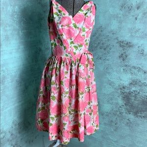 Pink green cotton dress